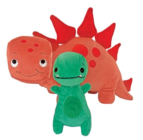 MerryMakers Tiny T. Rex & Pointy Plush Pair - 12.5" Green & Red Polyester Toys, Model 1972