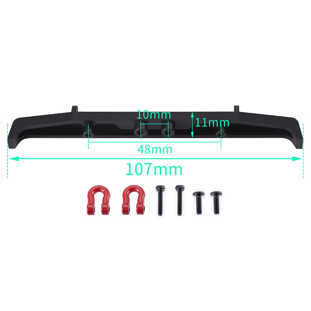 MOHERO Aluminum Front and Rear Bumper Set with Tow Hook for 1/18 TRX4M High Trail K10 RC Crawler Car Upgrade Part,(Front&Rear)