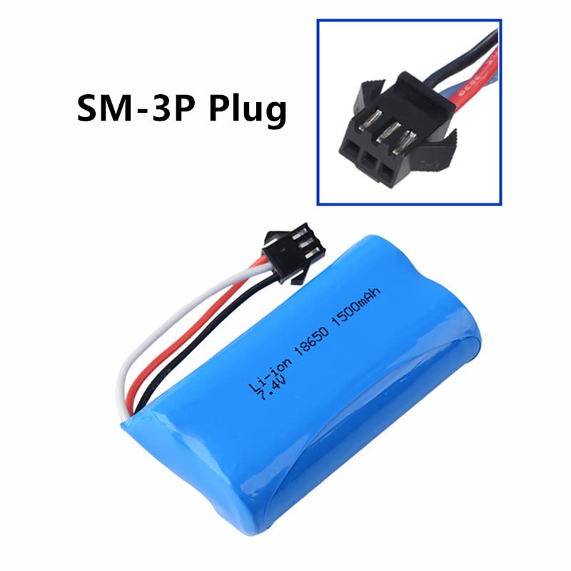CBB 7.4V 1500mAh Li-ion Rechargeable Battery with SM-3P Plug & USB Charger Cable for RC Tank and RC Toy
