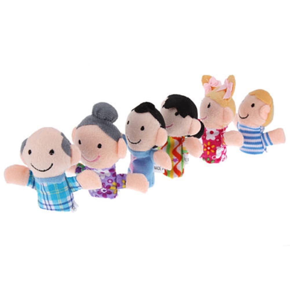 6 Piece Mini Grandparents, Finger Puppet Set, Cloth Velvet Puppets, 6 People Family Members Finger Puppets Toys Set, Story Time,
