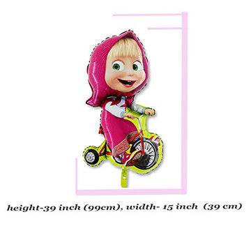 Balloon with Masha on a Bicycle 39 inch from the Popular Cartoon Masha and the Bear Party Supplies Super Shape Masha y el Oso