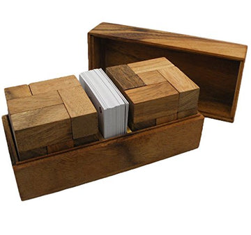 Double Soma Cube With Playing Cards - Wooden Puzzle Game Brain Teaser
