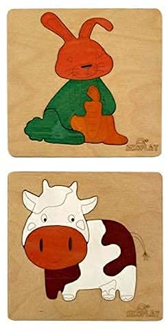 EKOPLAY Wooden Puzzles for Kids, 2 Jigsaw Puzzles for PreSchool, Learning Educational Toys Gifts for Boys Girls. Animal Puzzle