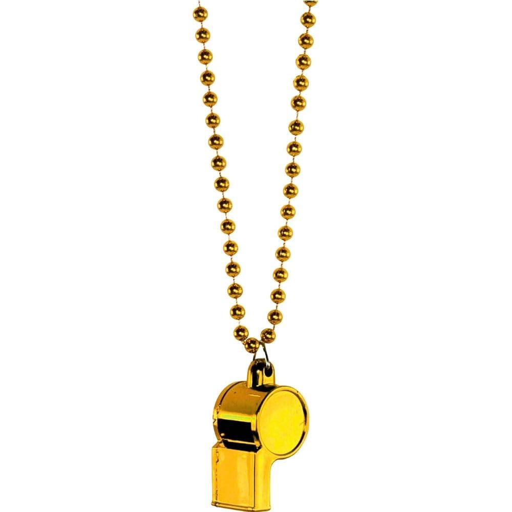 Amscan Whistle Bead Necklace Sports Noisemakers Accessory, Yellow, 36' Party Favors, 1