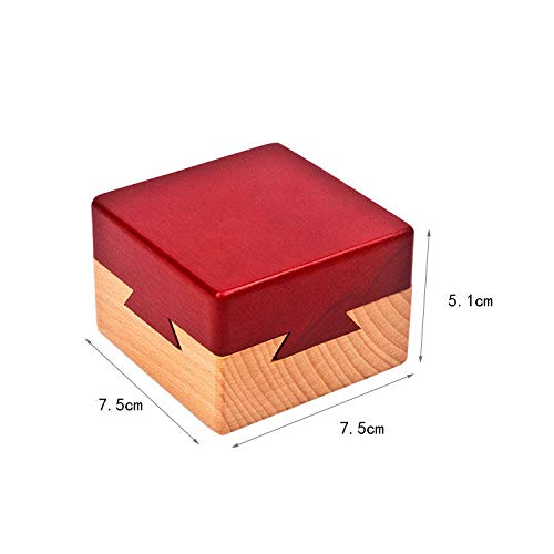 Himine Wooden Magic Mysterious Box Secret Opening Puzzle Box Gift Box (Red+Wood)