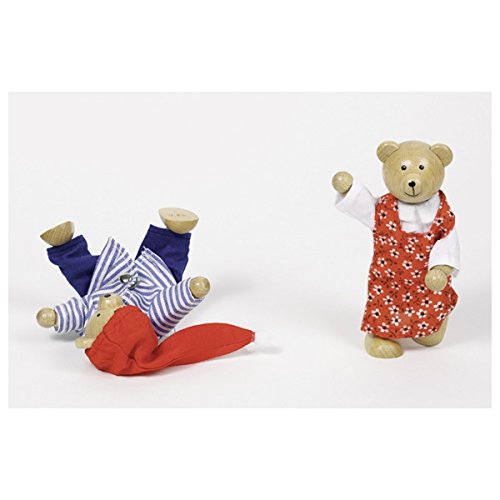 Goki Flexible Puppets Bears Benna & Bennoh With Wardrobe Doll, Multicolor (51914)