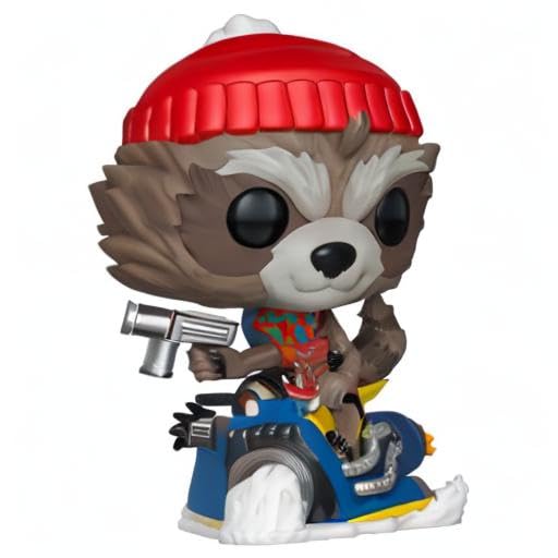 Funko Pop! Marvel Holiday Rocket Raccoon on Sled, Vinyl, Multicolor, US One-Size, Model 43334