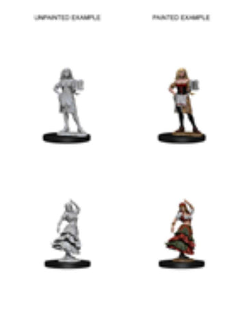 WizKids Dungeons & Dragons Deep Cuts Miniature Bartender/Dancing Girl, Plastic, Black and White, Model WK72588
