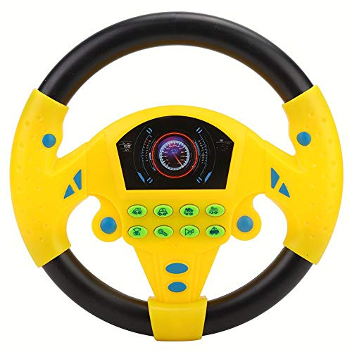 Garosa Simulated Driving Controller 21 X 3.5 X 21Cm Co-Driver Simulated Steering Wheel Educational Music Toy For Children Kids 4 5 6 Years Old (Yellow)