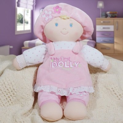 GiftsForYouNow Personalized Pink My First Dolly Plush Doll, 12" x 11", Blonde
