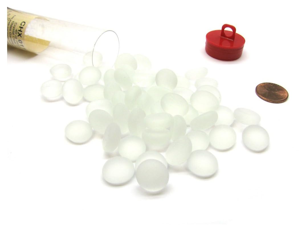 Chessex Manufacturing Chx01181 Glassstonestube - Crystal Clear Frosted Board Gaming Stone - 40 Piece