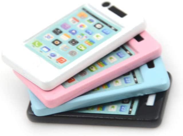 Welecom 7Pcs Dollhouse Mini Mobiles Phones Scene Miniatures Cell Phones Metal Simulation Cellular Phone Doll Phones Telephones Model Play Scene Diy 1/12 1/6 Scale Dolls House Decor Kid Pretend Toys