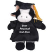 Plushland Plush Stuffed Animal Toys 8 Inches Present Gifts for Graduation Day Personalized Text Name or Your School Logo on Gown Best for Any Grad School Kids (Graduation Cow Black Gown)