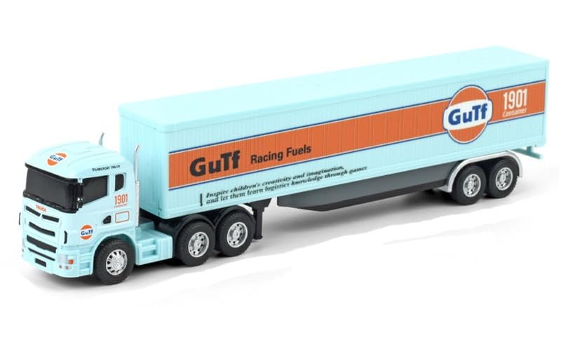 Kitmeer Diecast Truck Toy Car Model Removable Transport Container Lorry Vehicle With Light Pull Back Toy Boys (Sky-Blue)