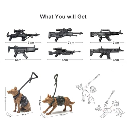 Baimiby Army Men Action Figures for Boys Age 4-7 6Pcs Army Toys with 2 Dogs and 6 Military Playset Action Figure Army Toy Set Birthday Gift for Toddler Boy 3+
