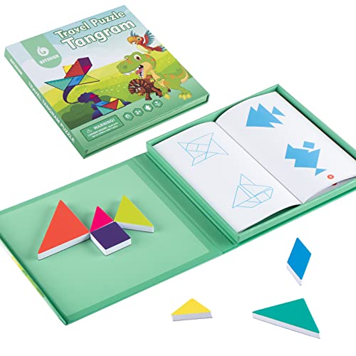 Travel Games Tangrams, Magnetic Travel Games for Road Trips Kids Board Game Educational Toys Kids Game for 3+