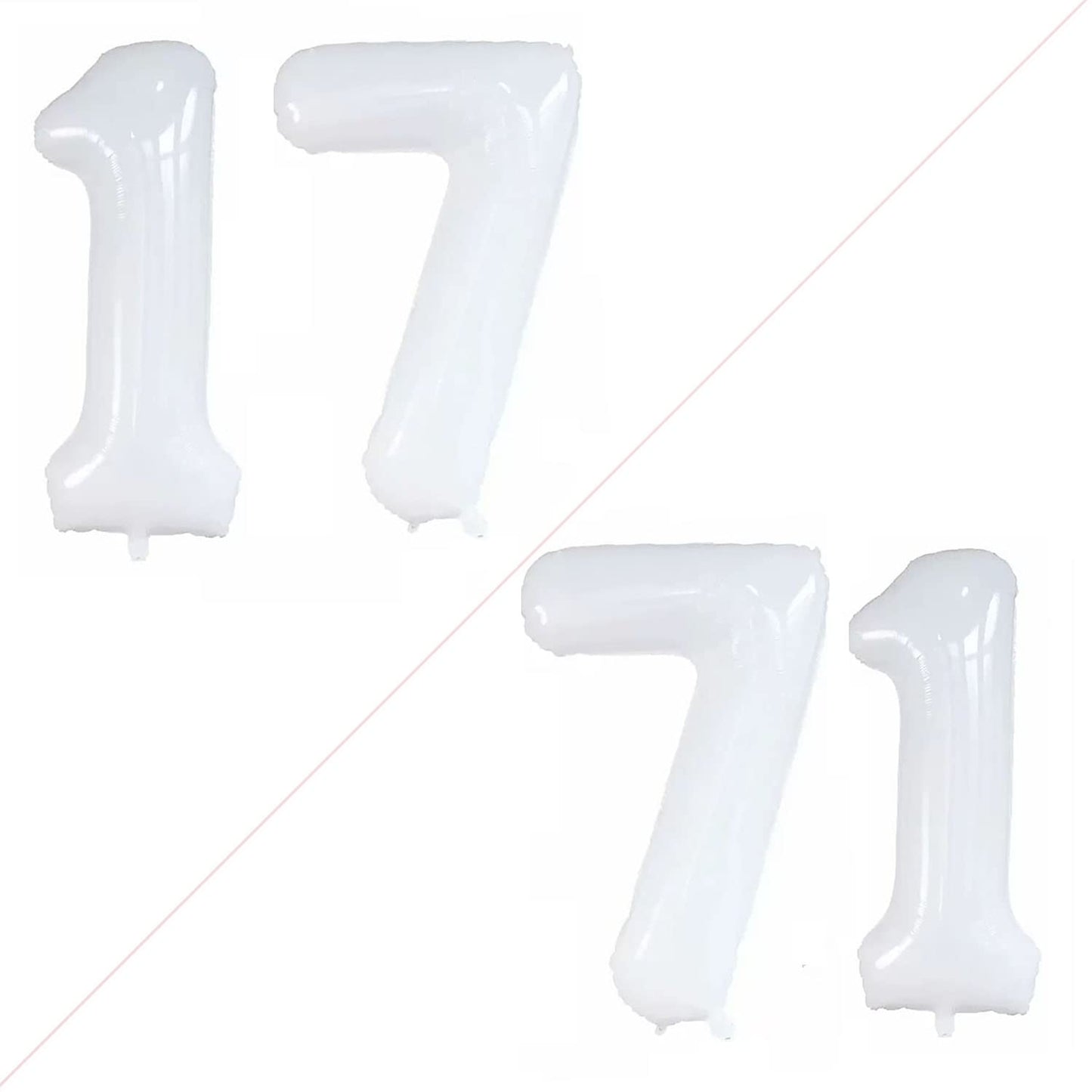 Goer Number 17 Balloons For 17Th Birthday Sweet 17 Party Decorations,42 Inch Jumbo Foil Helium 71 Balloons For 71St Birthday Party Decoration (White)