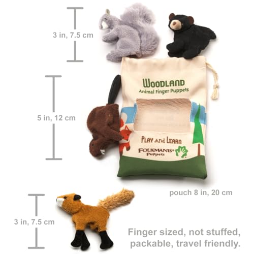 Folkmanis Woodland Animal Finger Puppet Set, Multicolor, 8' (2769)