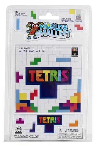 World's Smallest Tetris Board Game - Miniature Portable Puzzle - Multi Color - Ages 8+ - Model 5187