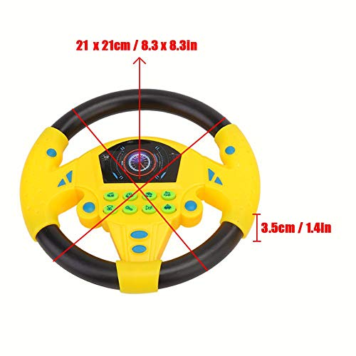 Garosa Simulated Driving Controller 21 X 3.5 X 21Cm Co-Driver Simulated Steering Wheel Educational Music Toy For Children Kids 4 5 6 Years Old (Yellow)
