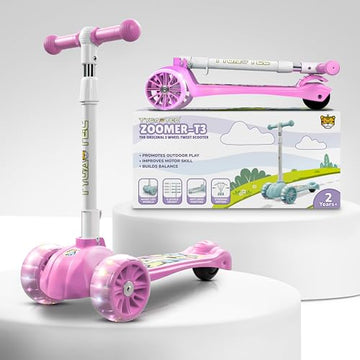 Tygatec 3 Wheel Kids Scooter For Year 5 To 14, Led Magic Wheels, Smart Kick Scooter With Fold-Able & Height Adjustable Handle Fo