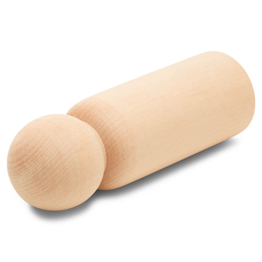 Large Wooden Peg Dolls 5-1/2 Inch, Pack Of 2 Unfinished Jumbo Dad Peg Doll Figures For Peg People Crafts, By Woodpeckers