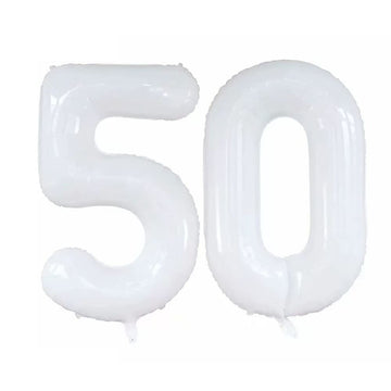 Goer Number 50 Balloons For 50Th Birthday Party Decorations,42 Inch Jumbo Foil Helium Balloons For 50Th Anniversary (White)