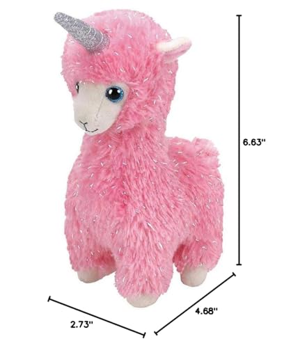 TY Lana Pink Llama W/Horn - Beanie Babie