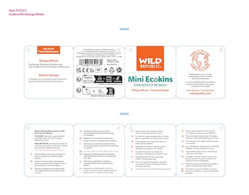 Wild Republic Ecokins Mini, Beluga Whale, Stuffed Animal, 8 Inches, Gift For Kids, Plush Toy, Made From Spun Recycled Water Bottles, Eco Friendly, Child’S Room Decor