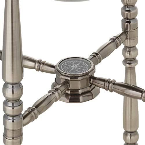 Unique Art 36-Inch By 13-Inch Floor Standing Black Onyx Ocean Gemstone World Globe With Silver 4-Leg Stand