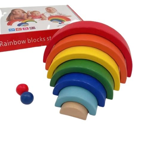 Montymaestro Wooden Rainbow Blocks Stacking | Activity Toy For Kids | Montessori Game | Early Educational Toy|Toys| Games | Bu