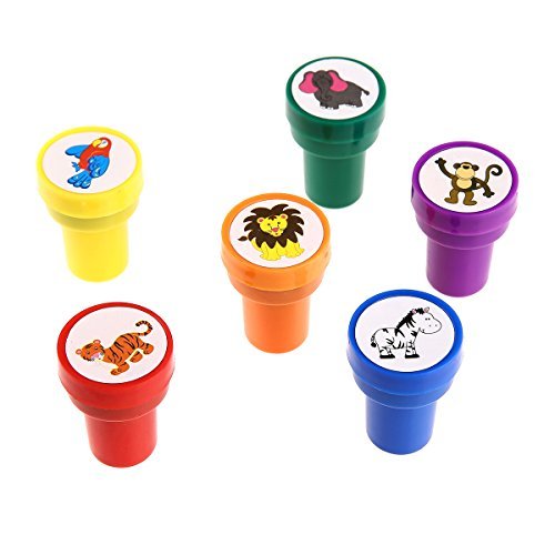 Animals Stamps For Kids, Luckybird Animal Self Ink Stamps/Plastic Fun Stamps For Kids, 6 Count