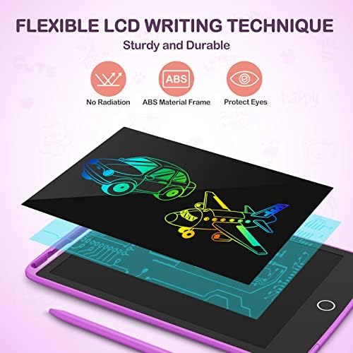 2 Pack Lcd Writing Tablet, Colorful Screen Doodle Board 8.5 Inch Drawing Tablet For Kids, Learning Toys Birthday Gifts Travel Activity Games For 3 4 5 6 Year Old Boys And Girls Toddlers(Purple Pink)