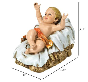 Joseph'S Studio By Roman - Color Baby Jesus Figure For 27' Scale Nativity Collection, 6.25' H, Resin And Stone, Decorative, Collection, Durable, Long Lasting