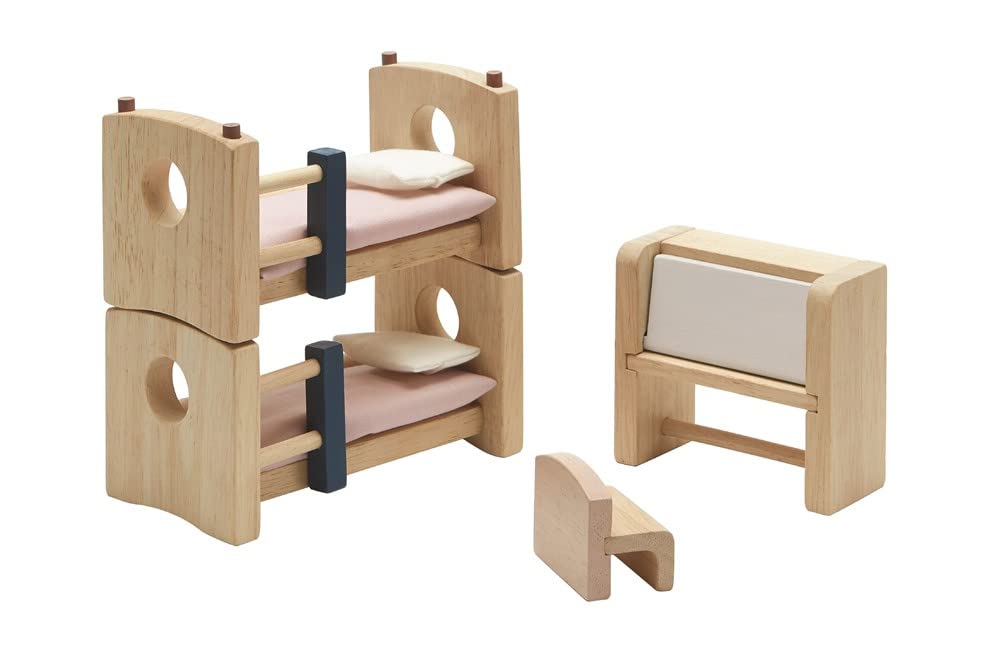 Plantoys Neo Line Of Wooden Dollhouse Furniture - Children'S Room (7304) | Sustainably Made From Rubberwood And Non-Toxic Paints