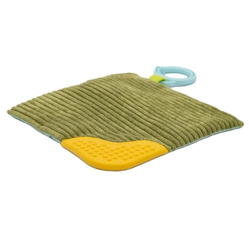 Mary Meyer Pebblesaurus Crinkle Teether Toy With Baby Paper And Squeaker, 6 X 6-Inches, Dinosaur
