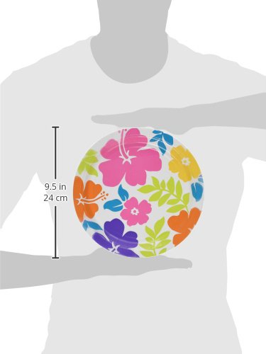 Amscan 50 Count Hibiscus Dinner Plate, White