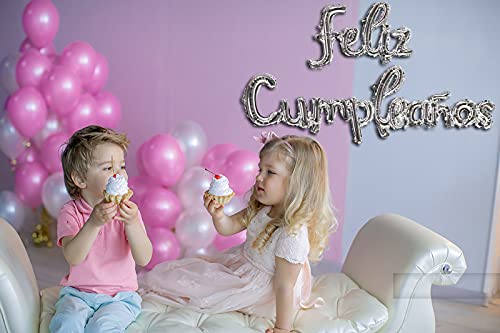 Silver Feliz Cumpleanos Small Letters Conjoined Balloons Feliz Cumpleanos Balloon Happy Birthday Balloons Birthday Banner Decora