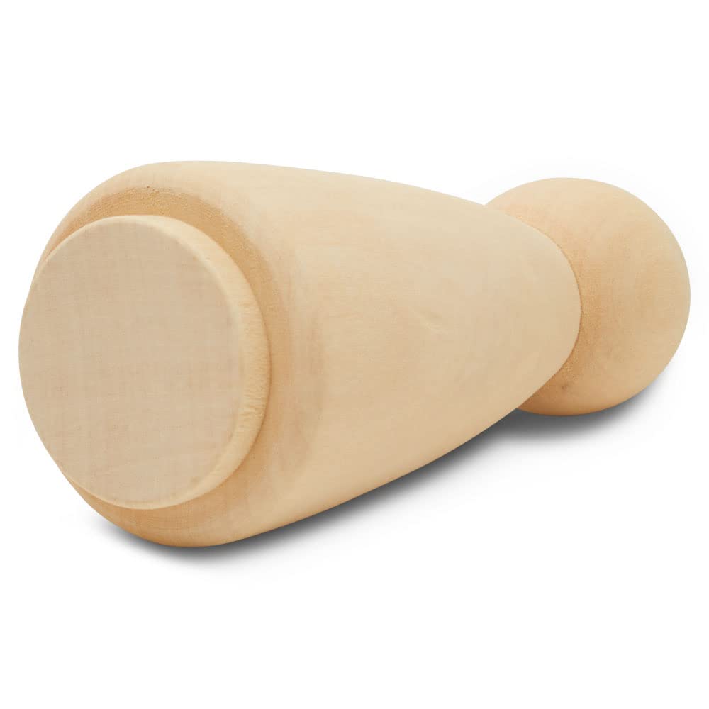 Woodpeckers Large Wooden Peg Dolls - 5-1/2" Mom/Angel Shape, Pack of 2 Unfinished Birch Figurines for Painting