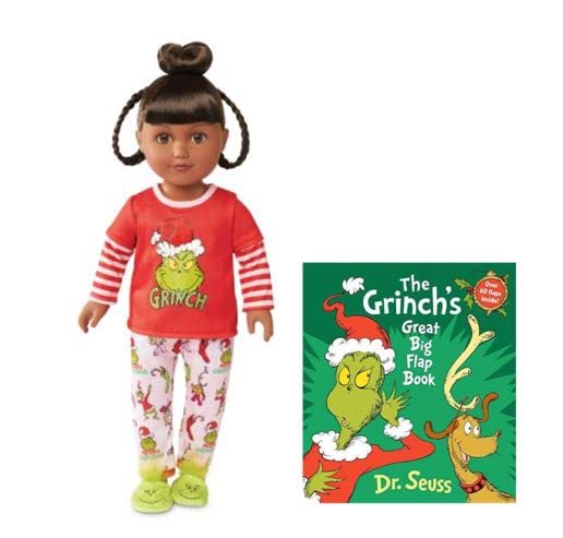 My Life As Grinch Sleepover 18 Inch Doll Christmas Holiday Collectible W/Bonus (Dk Brunette/Brown)