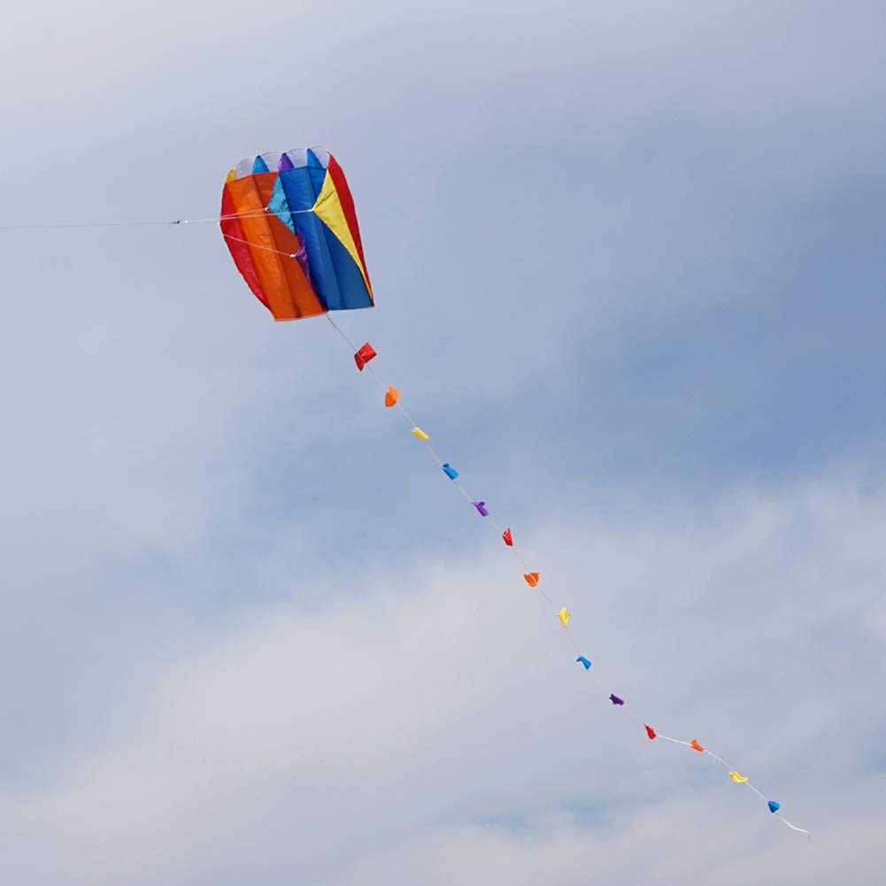 Besra Colorful Parafoil Kite With Long Tail Easy To Fly Outdoor Fun Sports For Kids & Adults(20Inch)