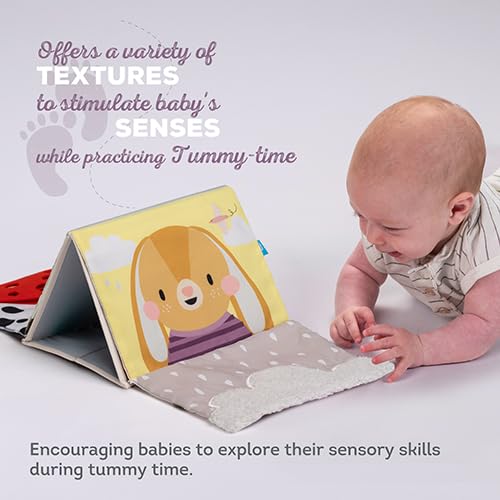 Taf Toys Tummy Time Sensory Book With Crinkle Pages & Soft Textures, High Contrast Patterns, Baby-Safe Mirror For Newborns And I