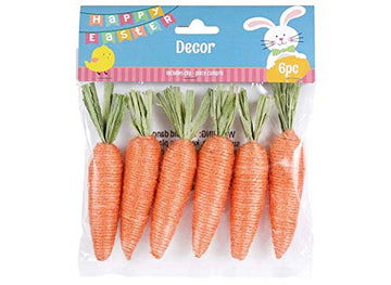 Jute Spring and Easter Fabric Carrots - 6 Pieces - 3 Inches Tall