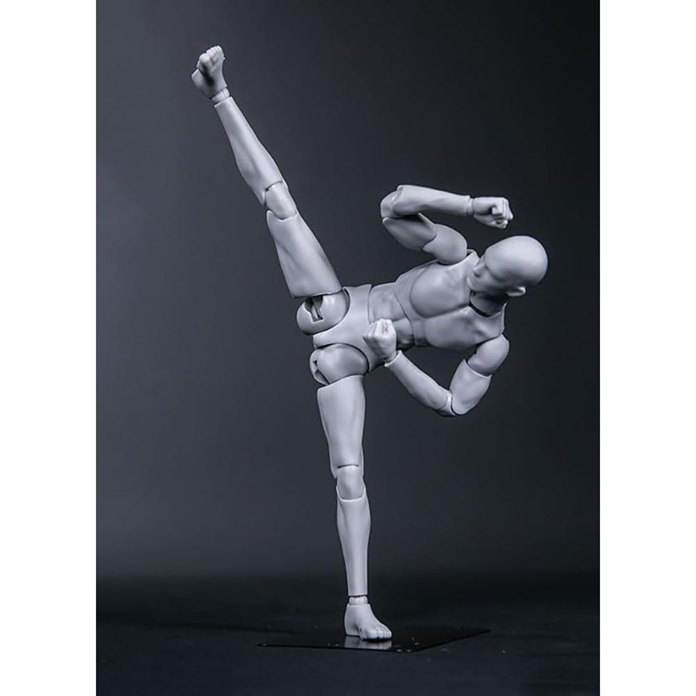 Souforce 1:12 Scale Male Figure Body 6In Flexible Grey Pocket Series Drawman Action Figure Doll Miniature Figure Collection