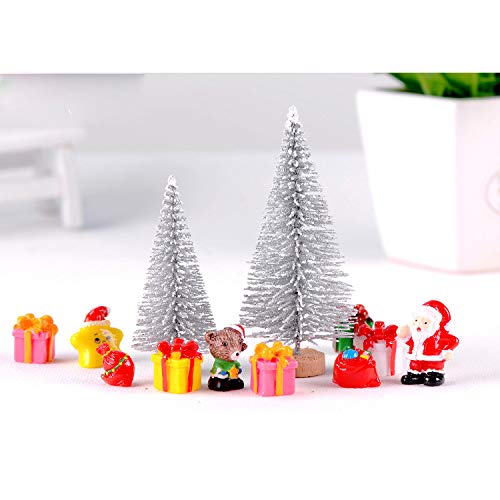 Emien 7 Pieces Snow Villa House Christmas Winter Miniature Ornament Kits For Diy Dollhouse Decoration Fairy Garden Plant Décor, Birthday Gift For Children