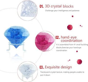 Btyyihex 3D Crystal Diamond Puzzle, Crystal Puzzle Brainteasers For Puzzlers Ages 16 And Up, 41Pcs(Transparent-Diamond)