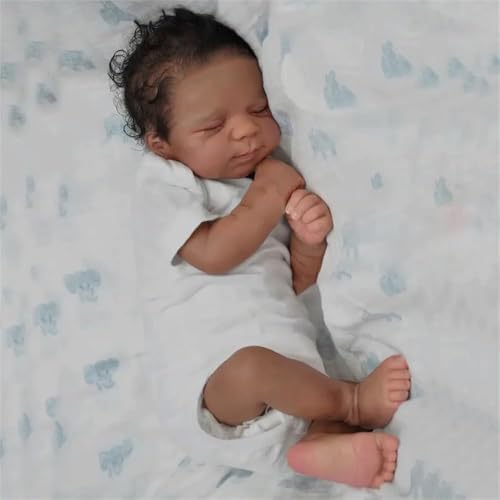 Zero Pam 18 Black Reborn Baby Doll - Full Silicone, Realistic African American Baby Boy with Accessories