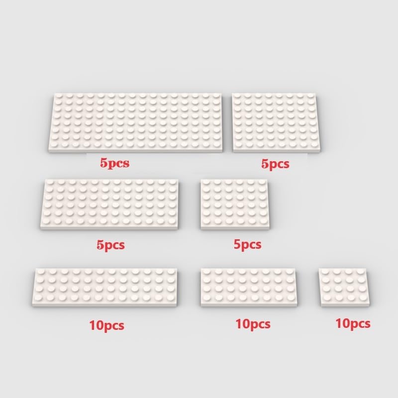 Classic Building Plate Assortment Pack, 50Pcs White Bulk Plates With 7 Size Building Plate Base Plate, Compatible With Lego Part
