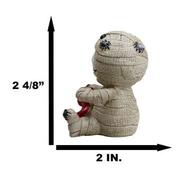 Ebros Egyptian Furrybones Mummy Sarcophagus With Red Teddy Bear And Creepy Spiders Figurine Small 2.75 Inch Tall Furry Bones Skeleton Decor Statue Gods And Goddesses Of Egypt