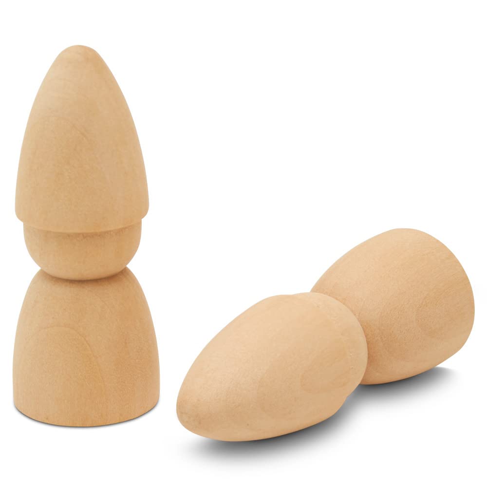 Woodpeckers Gnome Wood Peg Dolls, Unfinished Birch, 2-3/4 inch, Pack of 10 for Crafting & Small World Play